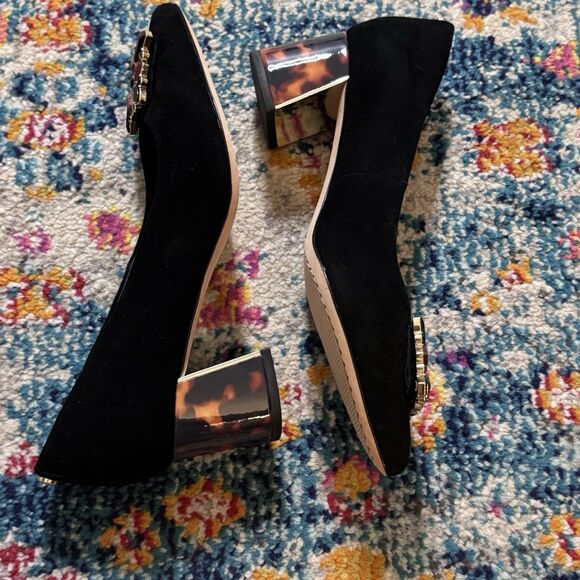 Donald‎ Pliner Women's Suzette Pointed Toe Pump Black Suede Jeweled Size 7.5M - Picture 2 of 10